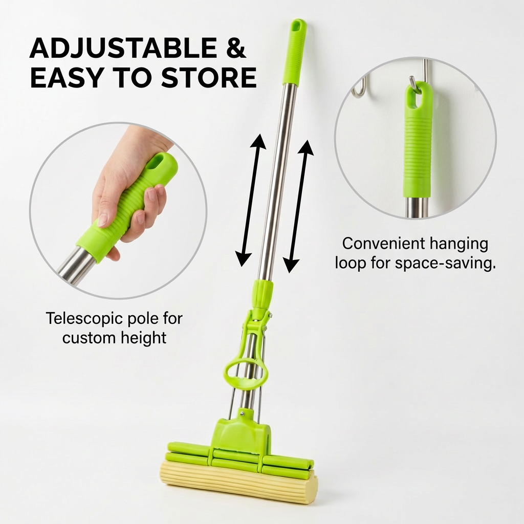 All-in-One Foldable Floor Cleaning Squeeze Mop 已改 美